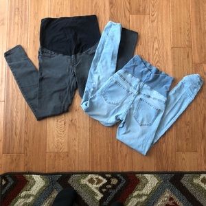 Pair of H&M Maternity Jeans (Black & Light Blue)